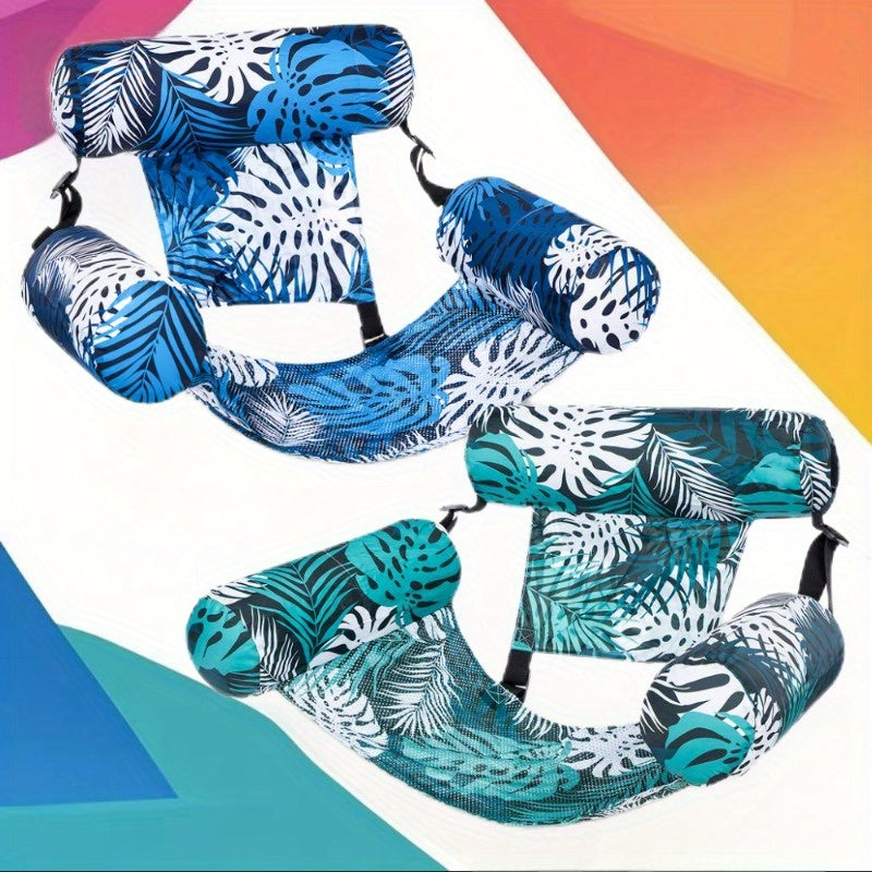 Inflatable Pool Float Chair for Adults – Leaf Design Floating Lounger with Mesh Sling, 1 & 2 Pack, Portable Summer Pool Float for Beach Lake & Pool Parties, 30x16x24 Inch