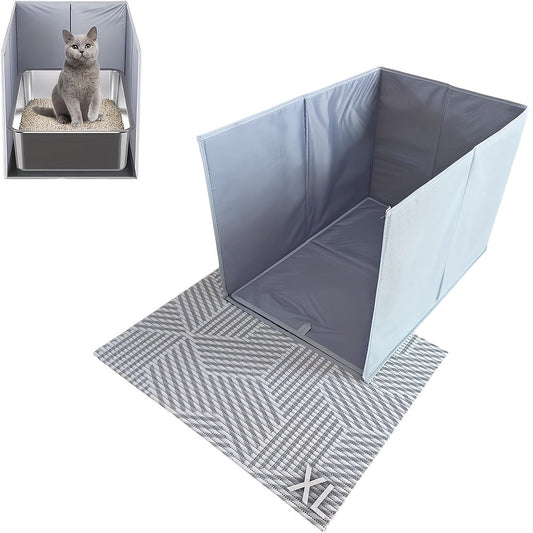 Clôture pliable anti-projections pour bac à litière, pare-litière portable pour bac ouvert, protection anti-dispersion pour chat, enceinte de bac à litière pliable facile à nettoyer