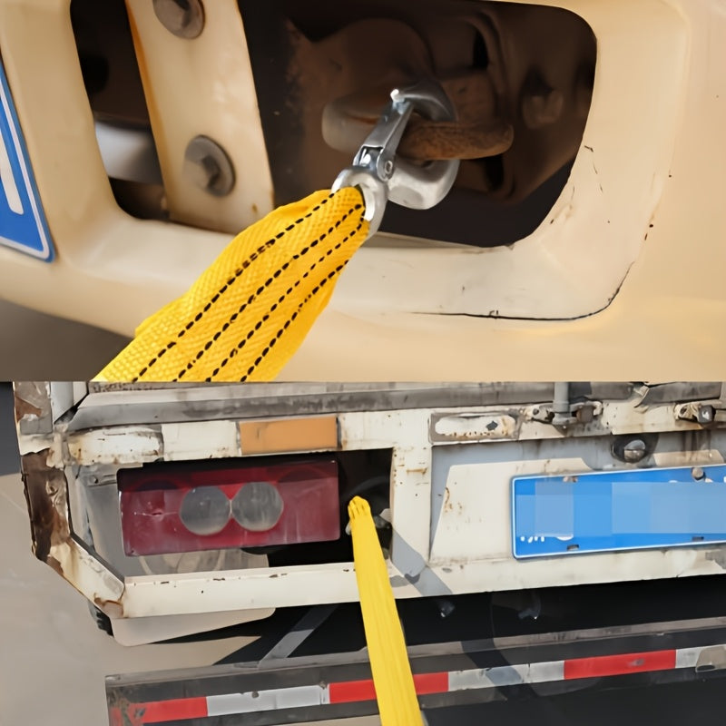 Sangle de remorquage robuste 5 tonnes 4 m – Sangle de treuil avec crochet en acier forgé pour dépannage tout-terrain, remorquage d'urgence pour SUV, camion, pick-up 4x4, kit de secours tout-terrain indispensable