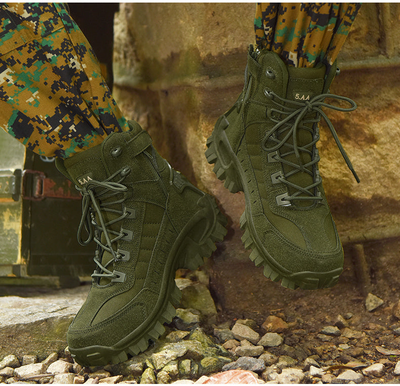 Bottes de randonnée tactiques montantes légères pour hommes – Bottes d'extérieur durables et antidérapantes pour la jungle, la chasse et les voyages d'aventure, toutes saisons, vert armée, marron foncé, sable, US 6,5-12