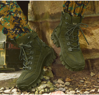 Bottes de randonnée tactiques montantes légères pour hommes – Bottes d'extérieur durables et antidérapantes pour la jungle, la chasse et les voyages d'aventure, toutes saisons, vert armée, marron foncé, sable, US 6,5-12