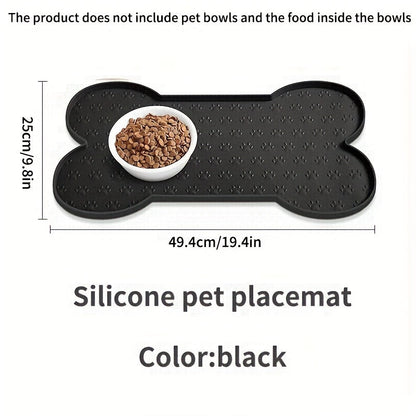 Tapis de nourrissage en silicone pour chiens – Tapis de gamelle antidérapant et imperméable facile à nettoyer – Sets de table pour gamelles d'eau et de nourriture pour chiens en noir, abricot, rose et gris