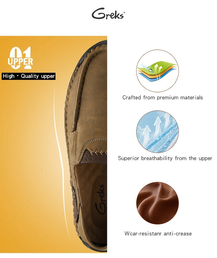 Mocassins de conduite cousus main pour homme, chaussures à enfiler légères et respirantes – Mocassins décontractés style bateau pour le travail, les voyages, la marche et l'extérieur, tailles US 4–12,5