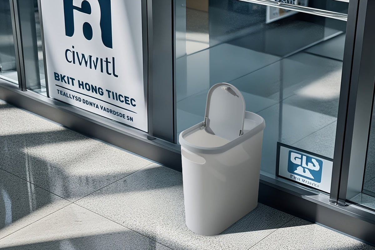 Petite poubelle de salle de bain avec poignées intégrées, lot de 1 ou 2 – Corbeille à papier en plastique antirouille, design gain de place pour salle de bain, buanderie et bureau, sacs poubelle inclus