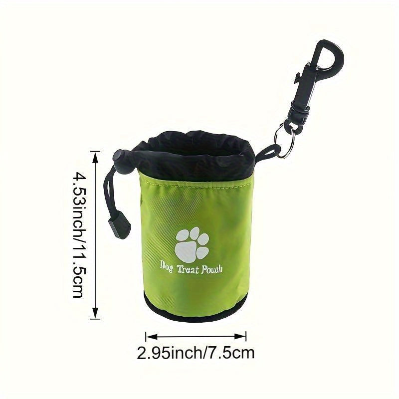 Pochette à friandises pour chien avec clip de ceinture et attache pour harnais - Sac de dressage à cordon et fermeture éclair avec motifs de pattes pour promenades, accessoire portable pour animaux, Noir Bleu Rouge Vert