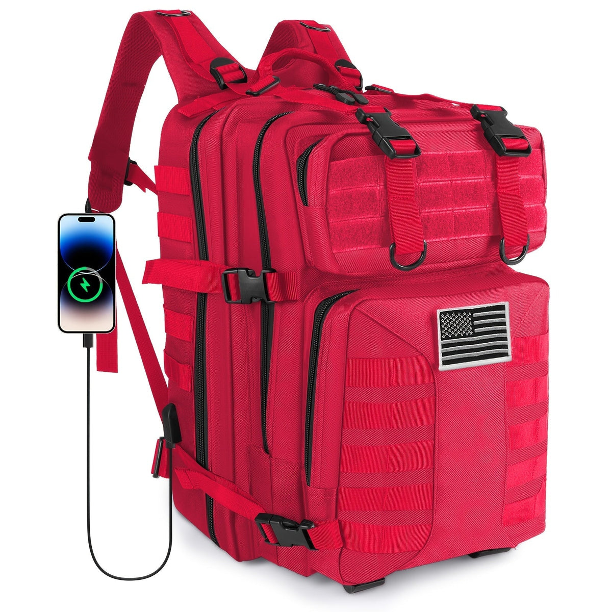 Sac à dos tactique unisexe haute capacité 50L – Sac militaire MOLLE pour le camping, la pêche, la chasse, la randonnée et les voyages – 13 options de couleurs incluant des variantes avec sac à main et sac de rangement