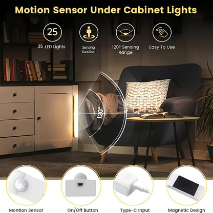Éclairage de placard LED à détecteur de mouvement, intensité variable, rechargeable par USB-C – Température de couleur réglable (blanc et chaud), 3 modes, fixation magnétique pour cuisine, placard, chambre, escalier et bureau, 10/20/30 cm