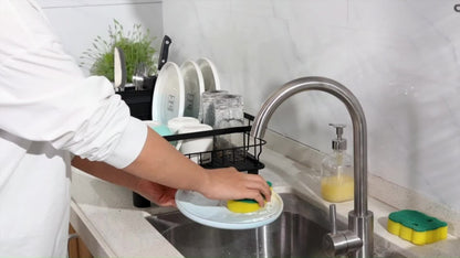 Égouttoir à vaisselle à 2 niveaux avec plateau d'égouttage et porte-ustensiles amovible – Égouttoir grande capacité pour comptoir de cuisine, égouttoir pour vaisselle, ustensiles de cuisine et couverts – Design peu encombrant