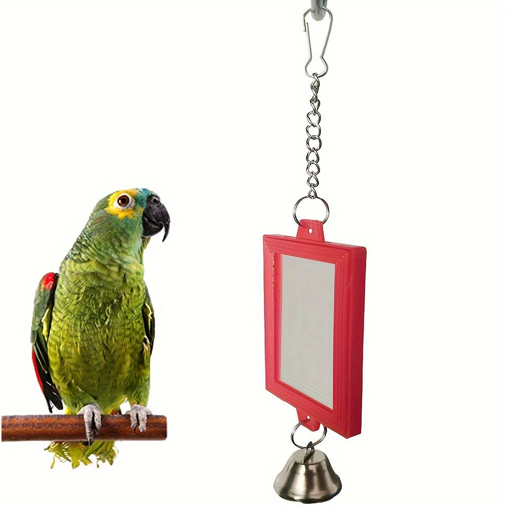 Miroir double face pour oiseau - Jouet de cage carré, décoration et accessoire interactif pour perroquets, perruches, calopsittes, inséparables - Couleur aléatoire 6 x 22 cm