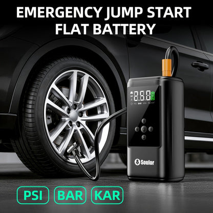 Portable Car Jump Starter 3000A-6000A – 12V Lithium Battery Booster Pack, Dual USB QC 3.0 Fast Charging Power Bank, LED Light & Compass, Fits All Gas Engines