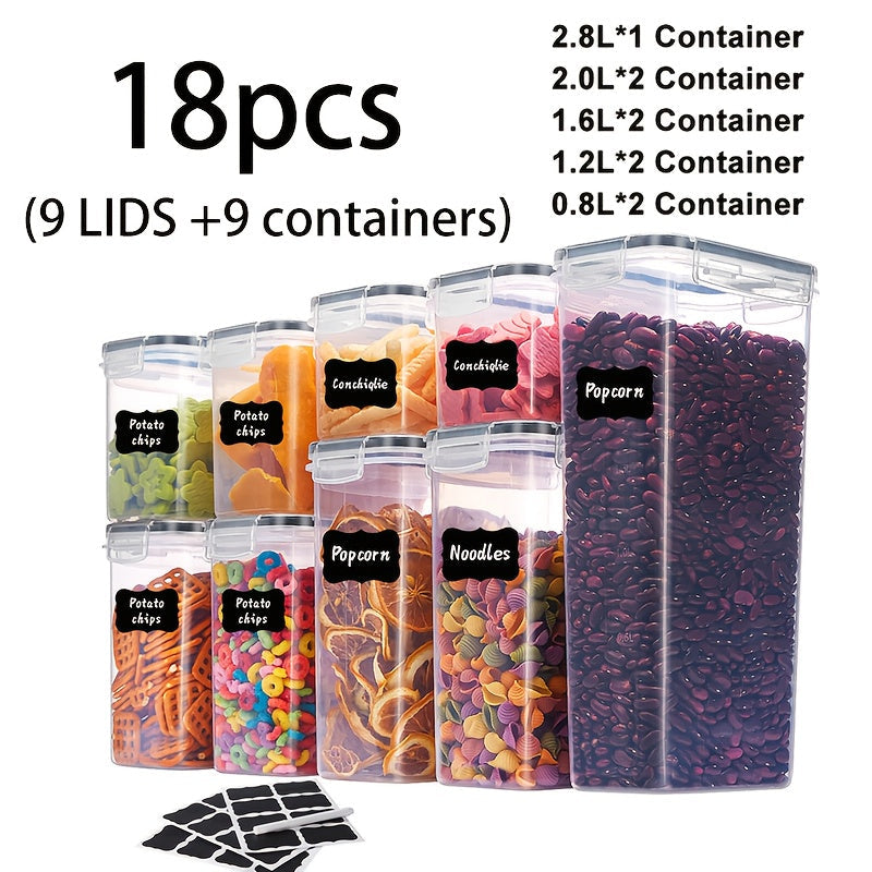Boîtes de conservation hermétiques avec couvercles, sans BPA – Récipients de rangement de garde-manger en plastique avec fermeture à clapet pour riz, céréales, pâtes, farine et sucre, empilables, ensembles de 6 à 84 pièces