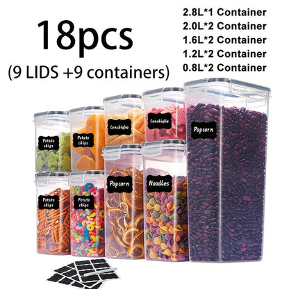 Boîtes de conservation hermétiques avec couvercles, sans BPA – Récipients de rangement de garde-manger en plastique avec fermeture à clapet pour riz, céréales, pâtes, farine et sucre, empilables, ensembles de 6 à 84 pièces
