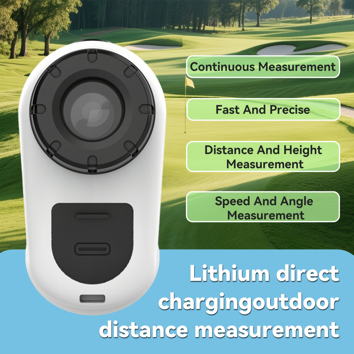 Télémètre laser de golf 1200 yards, grossissement 6x, commutateur de pente, vibration par impulsion, verrouillage de cible, compensation de trajectoire, rechargeable par USB-C pour le golf et la chasse