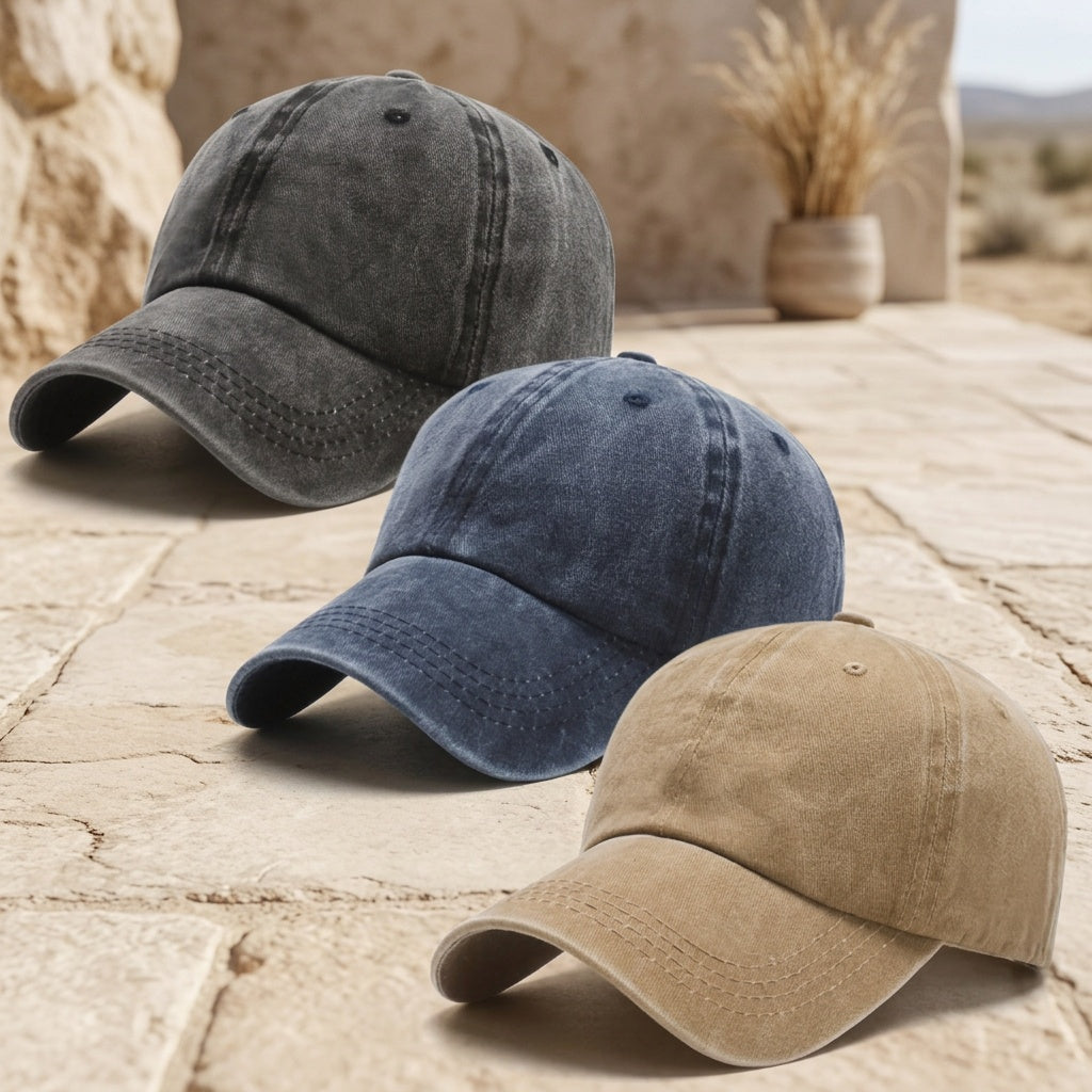 Lot de 3 casquettes rétro délavées style « dad hat » – Casquette de baseball unisexe réglable avec boucle, style vintage décontracté pour hommes et femmes, couleurs neutres, casquette durable pour le quotidien