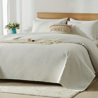 Ensemble de courtepointe d'été rafraîchissante 2-3 pièces, couvre-lit en microfibre légère et respirante – Couvre-lit au motif de pièces moderne, format simple, grand ou très grand, toutes saisons, choix de couleurs, cadeau de vacances pour la famille