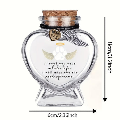 Pet Hair Keepsake Bottle with Cork Stopper - Glass Dog & Cat Fur Memorial Jar, Pet Hair Preservation Memento Bottle, Meaningful Sympathy Gift for Pet Loss, Unique Pet Memorial Keepsake for Cat & Dog Owners