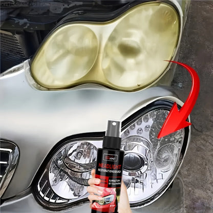 Kit de rénovation de phares – Solution anti-jaunissement et anti-oxydation avec spray de protection, restaure les phares ternis, voilés et opaques – Inclus éponge et chiffon (100 ml)