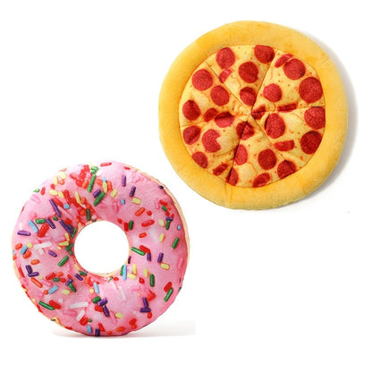 Jouet pour chien en peluche Pizza au pepperoni qui fait du bruit – Jouet à mâcher interactif et doux en polyester avec sifflet pour toutes les races, jouet amusant pour chien sur le thème de la nourriture pour chiots et chiens adultes