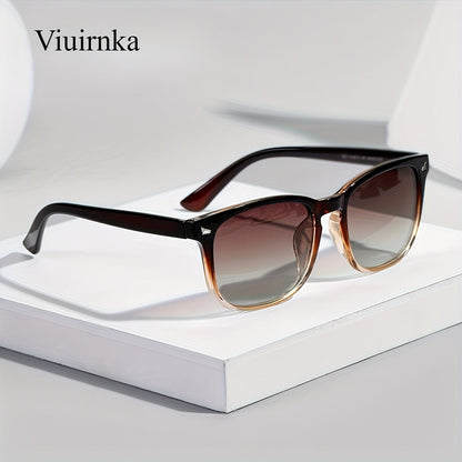Lunettes de soleil vintage polarisées unisexe, verres dégradés thé UV400 avec étui de protection, lunettes de conduite légères pour hommes et femmes