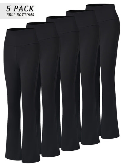 Lot de 5 pantalons de yoga taille haute évasés pour femmes, leggings gainants coupe bootcut, extensibles et doux, pour yoga, sport, danse, pilates, toutes saisons, tailles S-XXL