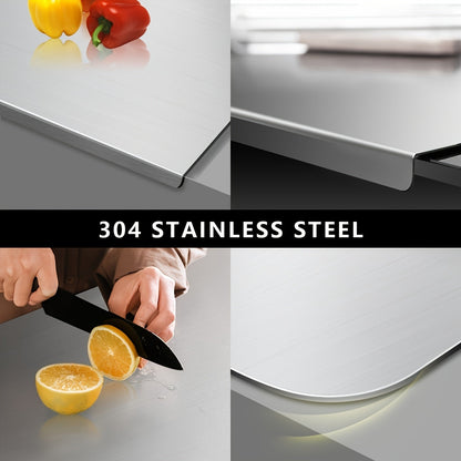 Planche à découper en acier inoxydable 304 – Billot de cuisine antirouille, facile à nettoyer, disponible en 3 tailles (40 cm × 30 cm, 50 cm × 40 cm, 60 cm × 40 cm)