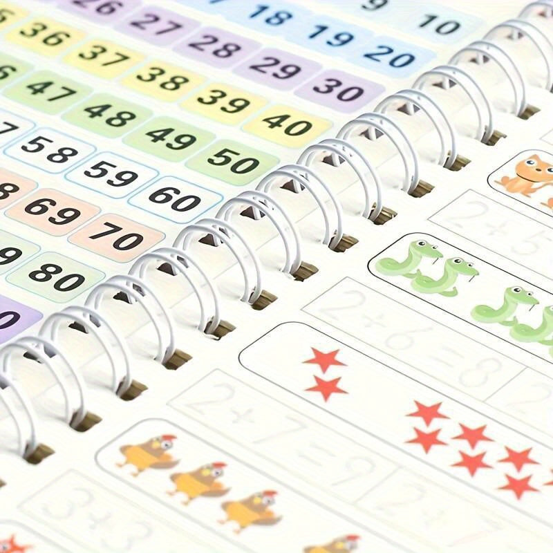 Lot de 4 cahiers d'exercices de calligraphie magiques réutilisables avec stylo et 8 recharges, cahiers d'entraînement à l'écriture pour enfants, kit d'écriture à l'eau réutilisable, cadeau de Noël pour enfants
