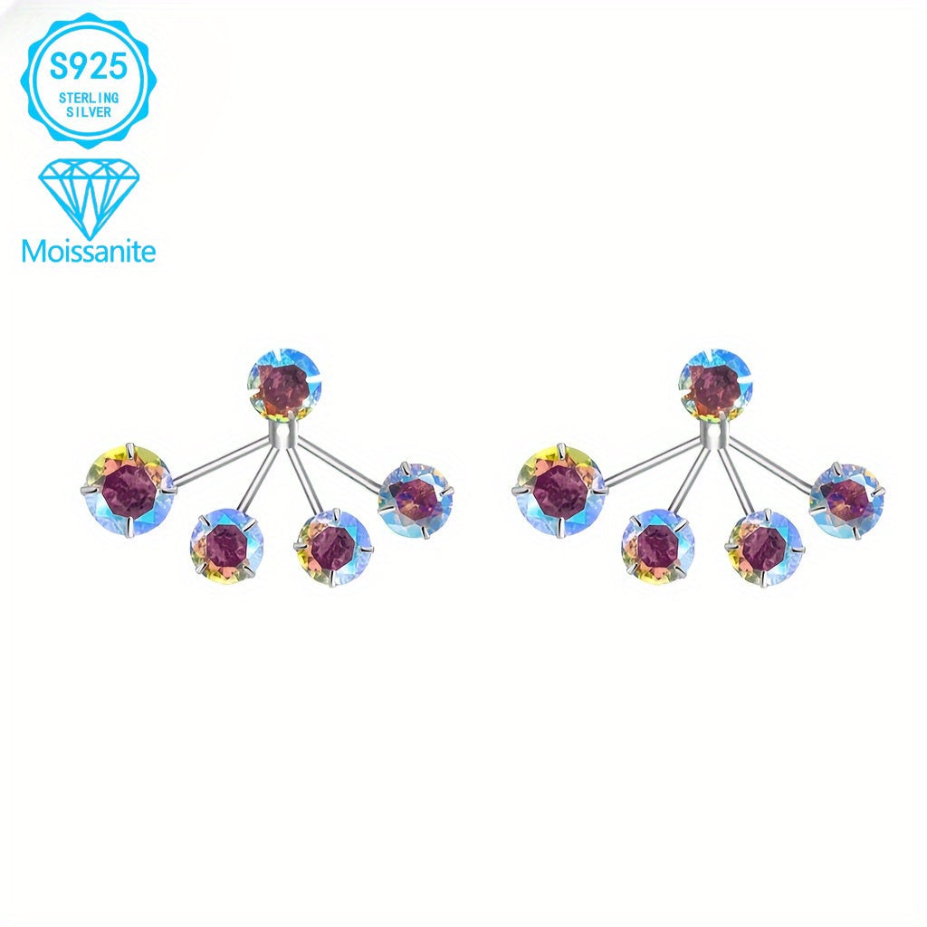 Boucles d'oreilles créoles en forme de tore en argent sterling 925 avec moissanite colorée pour femme – Design bohème unique et éblouissant, bijoux délicats et mignons hypoallergéniques pour les fêtes, le quotidien ou comme cadeau de Noël