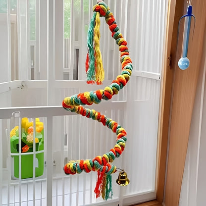 Jouet d'escalade en corde colorée pour perroquet, jouet suspendu rotatif pour le bec, le meulage et la mastication, décoration de cage à oiseaux pour perruches, calopsittes, conures, inséparables, couleur aléatoire