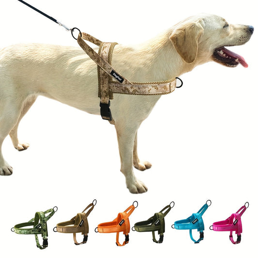 Harnais pour chien anti-traction réfléchissant - Gilet réglable anti-fugue pour chiens de petite à grande taille, attaches de laisse avant et arrière, plastron rembourré, harnais de marche facile à enfiler