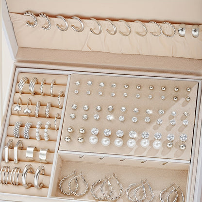 Ensemble de 102 boucles d'oreilles pour femmes – Styles géométriques, strass et anneaux torsadés, tiges en acier inoxydable hypoallergénique, cadeau de luxe léger pour le quotidien, les fêtes et les vacances