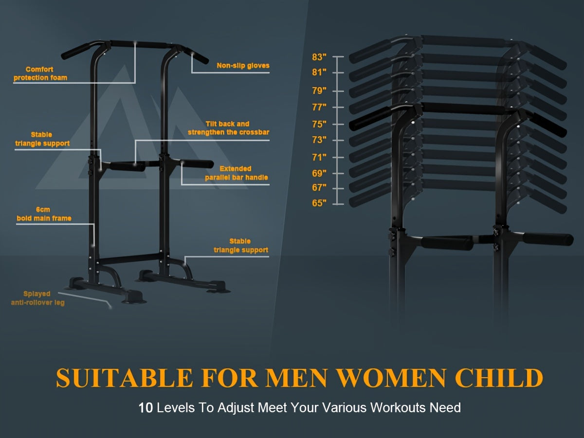 Station de musculation avec barre de traction, 10 hauteurs réglables, capacité de 150 kg, entraînement complet du corps pour salle de sport à domicile – Rose Noir Rouge Jaune Bleu Orange Vert