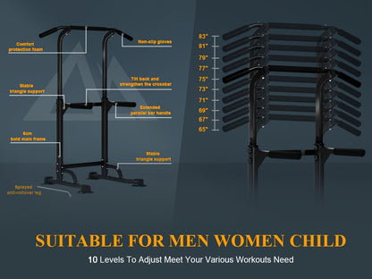 Station de musculation avec barre de traction, 10 hauteurs réglables, capacité de 150 kg, entraînement complet du corps pour salle de sport à domicile – Rose Noir Rouge Jaune Bleu Orange Vert
