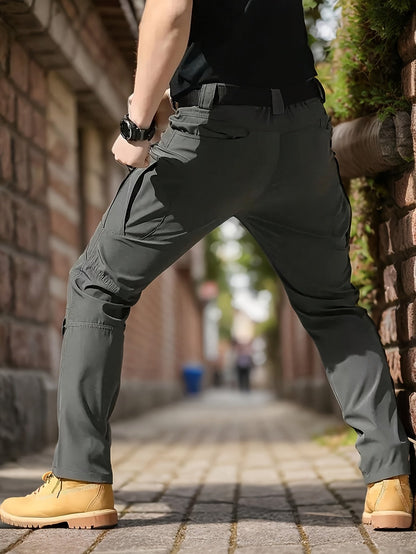 Pantalon cargo tactique léger à séchage rapide pour homme – Pantalon de randonnée respirant multi-poches avec ceinture, coupe décontractée pour travail en extérieur, toutes saisons, résistant à l'usure – M à XXXL, Noir / Gris / Kaki