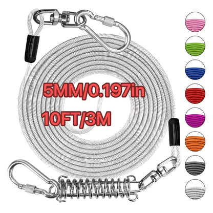 Laisse pour chien ultra-résistante de 1,8, 3, 4,5, 9, 15, 23 ou 30 mètres, câble d'attache d'entraînement pour grands chiens jusqu'à 225 kg, corde de course durable et résistante aux morsures pour le jardin