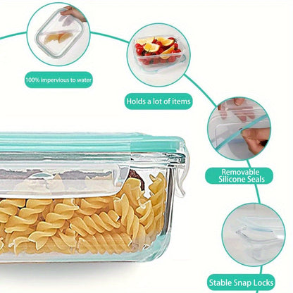 Lot de 8 récipients de conservation en verre avec couvercles – Boîtes de préparation de repas hermétiques en verre borosilicaté, compatibles four, micro-ondes et lave-vaisselle, rangement de cuisine empilable pour restes et déjeuners