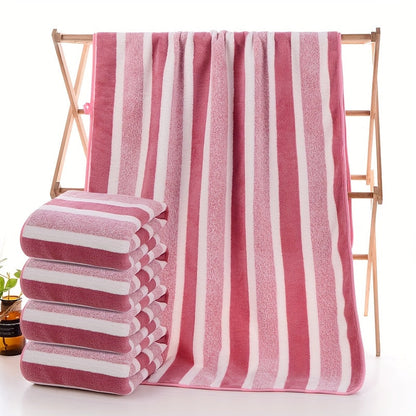 Ensemble de serviettes de bain rayées, absorbantes, à séchage rapide, ultra douces et douces pour la peau, 70 x 140 cm, pour la maison, la salle de bain ou la plage – Disponible en lot de 1 ou 4, plusieurs couleurs au choix