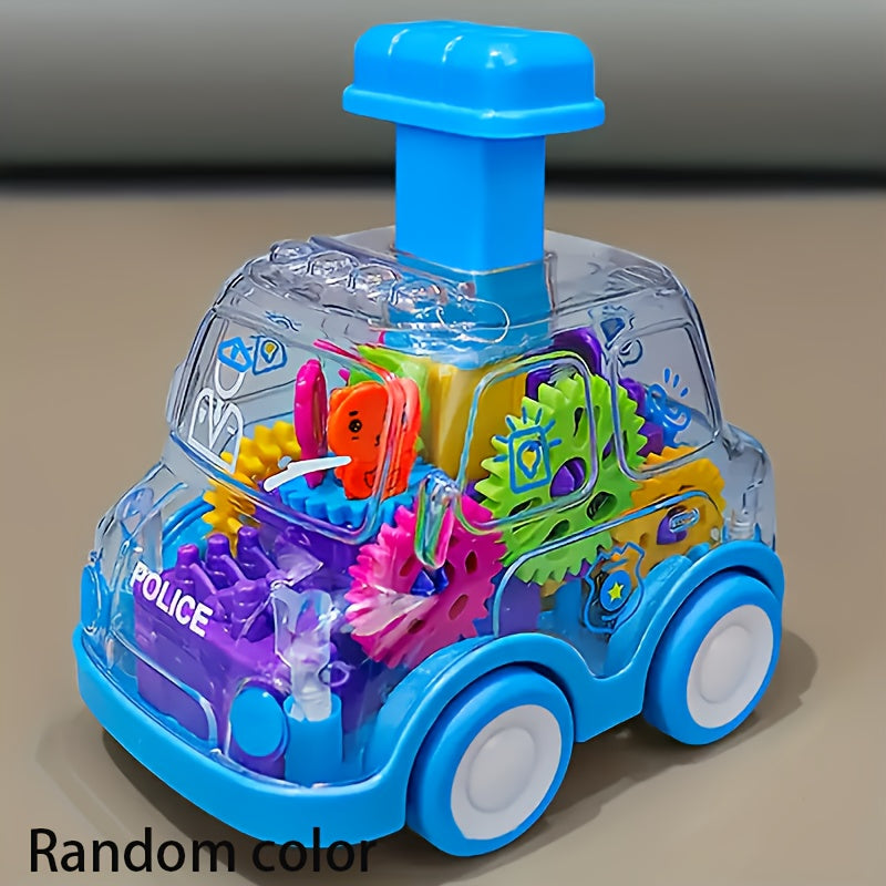 Voiture jouet transparente à rétrofriction pour enfants – Modèle de voiture à moteur visible éducatif pour garçons et filles | Cadeau d'anniversaire, de Noël ou d'Halloween, disponible en jaune, bleu et rouge