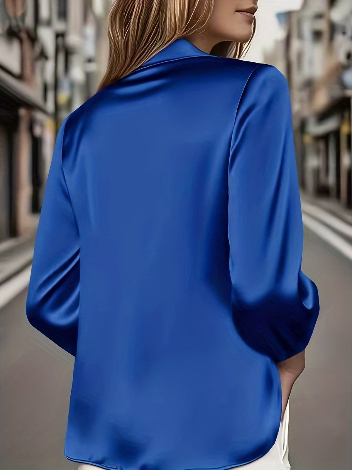 Chemise ample à col montant pour femme, haut à encolure danseuse, couleurs rose champagne, rouge, bleu, bordeaux, tailles S, M, L, XL, XXL, chemisier décontracté