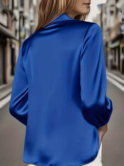 Chemise ample à col montant pour femme, haut à encolure danseuse, couleurs rose champagne, rouge, bleu, bordeaux, tailles S, M, L, XL, XXL, chemisier décontracté