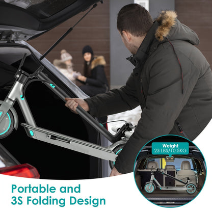 Trottinette électrique pliable pour adultes, moteur sans balais 350 W, double frein à tambour, pneus pleins 8,5 pouces, écran LCD 3 vitesses, charge maximale 120 kg, pliage en 3 secondes, trottinette électrique urbaine portable