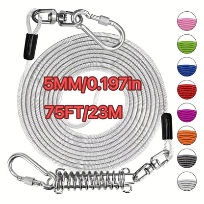 Laisse pour chien ultra-résistante de 1,8, 3, 4,5, 9, 15, 23 ou 30 mètres, câble d'attache d'entraînement pour grands chiens jusqu'à 225 kg, corde de course durable et résistante aux morsures pour le jardin