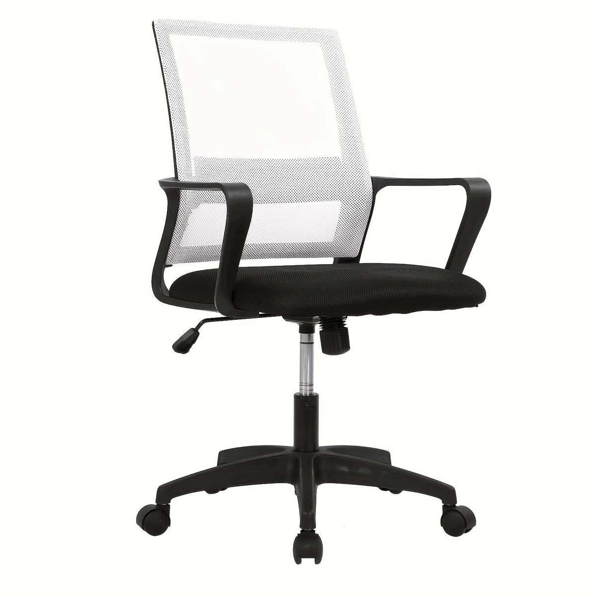 Chaise de bureau ergonomique à dossier moyen en filet, pivotante à 360°, base à 5 roulettes, support lombaire, chaise d'ordinateur pour bureau à domicile - Capacité de 250 lb, disponible en noir, gris, bleu, blanc et rose