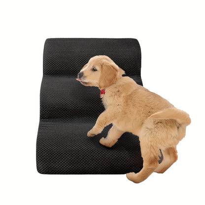 NIUBYA Escaliers pour chiens extra larges pour petits chiens – Marches pour animaux en mousse haute densité, fond antidérapant, rampe rembourrée douce pour lits hauts, canapés et divans, idéal pour les chiens âgés ou blessés, polypropylène, compact