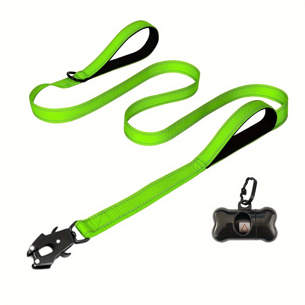 Laisse pour chien robuste de 1,8 m avec double poignée et mousqueton tactique – Laisse de dressage en corde réfléchissante avec attache rapide verrouillable pour chiens moyens et grands, 11 couleurs disponibles