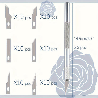 Kit de découpe de précision Exacto de 65 pièces avec tapis de découpe A4 – Ensemble de couteaux de précision avec lames et règles de découpe pour modélisme papier, loisirs créatifs, scrapbooking, art et carterie