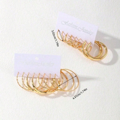 Lot de 16 boucles d'oreilles minimalistes en métal torsadé pour femme – Coffret cadeau hypoallergénique composé de clous et de créoles dorés pour le quotidien, les fêtes et les occasions spéciales