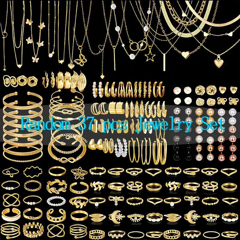 Parure de bijoux bohème pour femme 37-87 pièces – boucles d'oreilles, colliers, bagues et bracelets avec cœurs, torsades et papillons, style bohème minimaliste, ensemble multi-éléments pour le quotidien, les fêtes et les vacances
