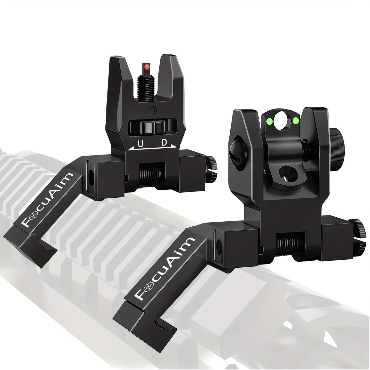 Organe de visée mécanique déporté à 45 degrés pour AR15 – Points fibre optique rouge et vert, réglage sans outil, montage sur rail 20 mm, visée de secours inclinée à transition rapide pour tir sportif en extérieur