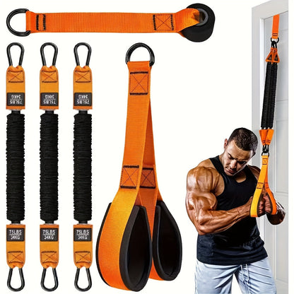 Ensemble de 5 bandes de résistance robustes jusqu'à 100 kg – Inclut 3 bandes de résistance, poignées et ancrage de porte pour exercices de deltoïde, tirage visage et biceps en salle de sport à domicile, idée cadeau fitness idéale