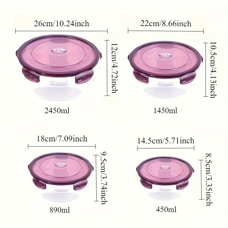 Ensemble de 3 ou 4 récipients hermétiques pour réfrigérateur - Boîtes de rangement en plastique grande capacité pour fruits, légumes, viande, œufs, restes - Empilables, sans BPA, faciles à nettoyer, conservation fraîcheur